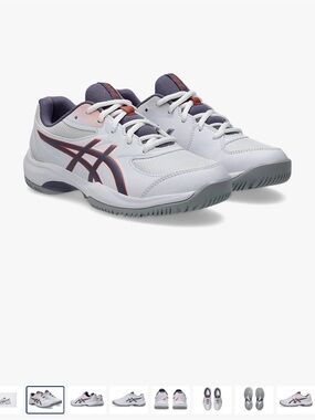 ASICS Gel Game White tennis shoes w/grey and orange Trim size big kid US-6